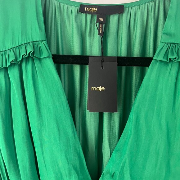 Maje Riannette Smocked Midi Dress, size 38 (M) - Picture 4 of 4